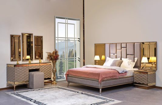 Elite Bedroom (Queen Bed & Dresser With Mirror & 2 Nightstand With Back )