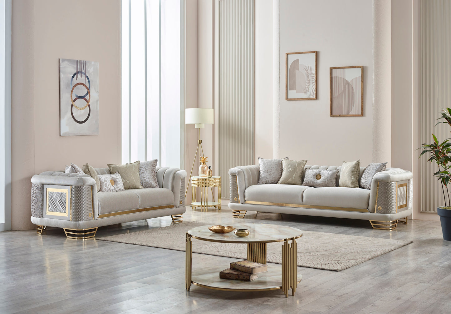 Romans Stationary Livingroom (2 Sofa & 2 Chair) Brick
