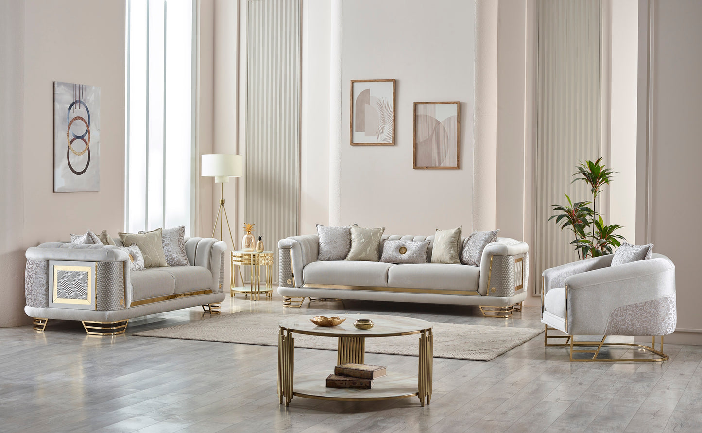 Romans Stationary Livingroom (2 Sofa & 2 Chair) Brick