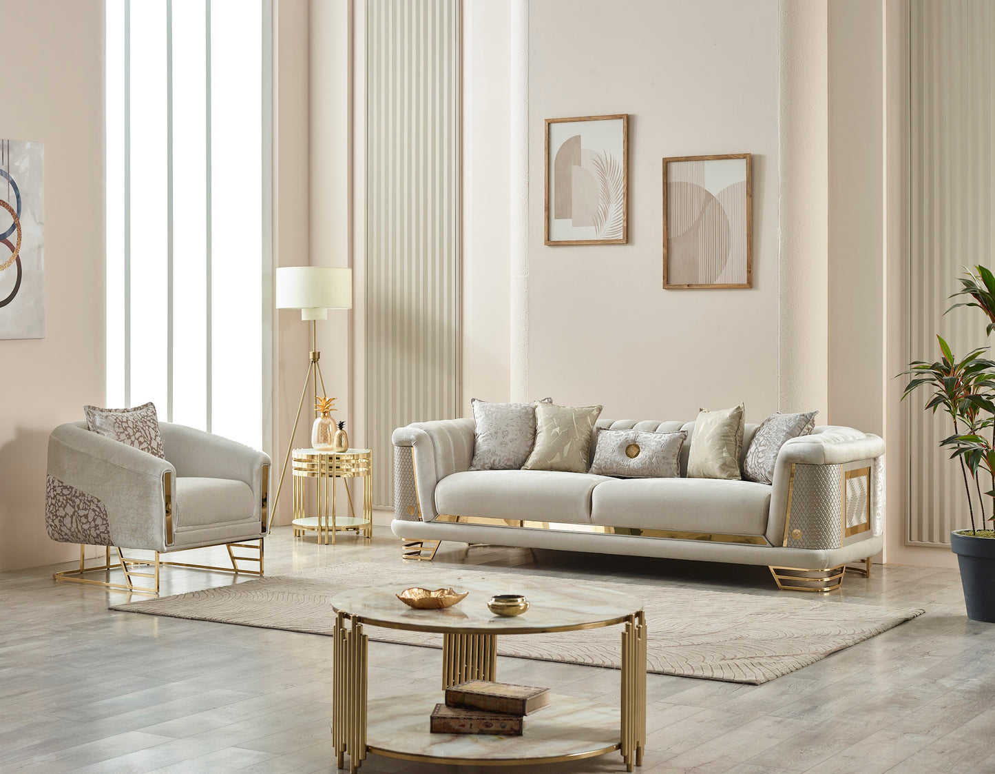 Romans Stationary Livingroom (2 Sofa & 2 Chair) Brick