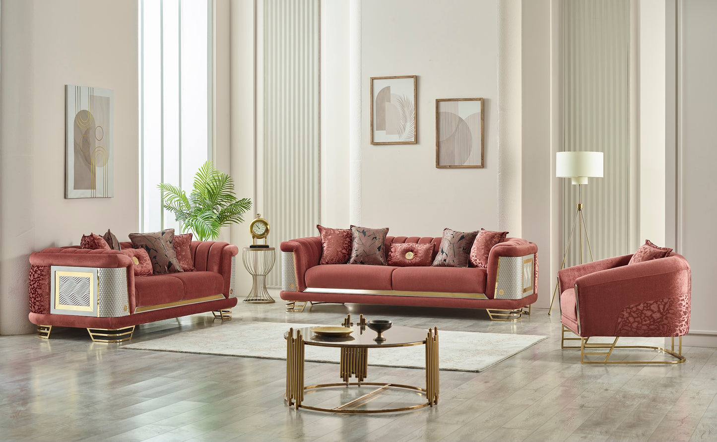 Romans Stationary Livingroom (2 Sofa & 2 Chair) Brick