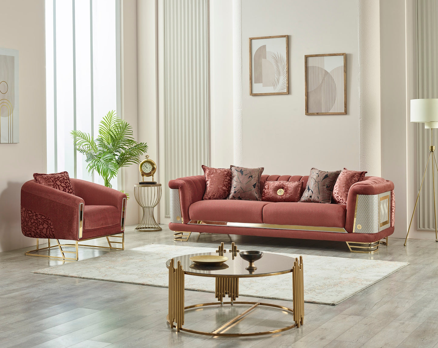 Romans Stationary Livingroom (2 Sofa & 2 Chair) Brick